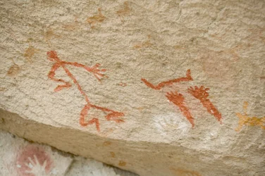 Argentinië, Patagonië, Cueva de las Manos, primitieve grotschilderingen
